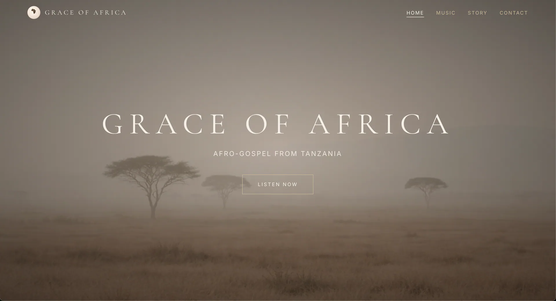 Grace of Africa website by WebRevive — desktop view of an Afro-gospel artist site